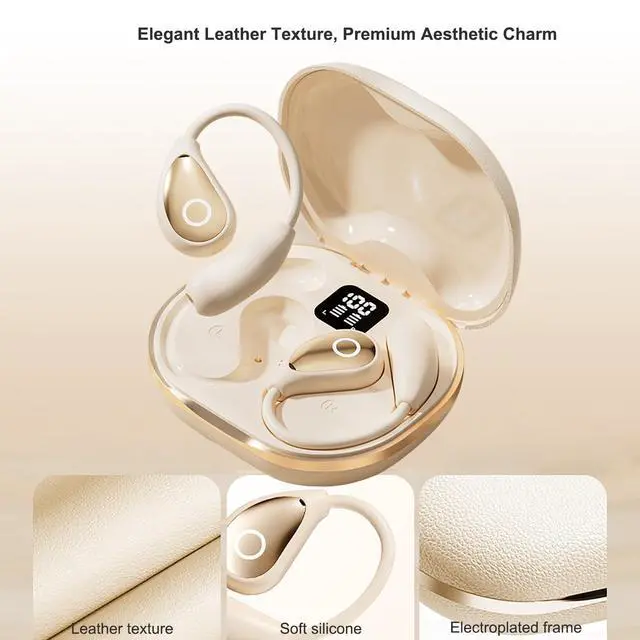 Alt view image 6 of 7 - Open Ear Earbuds Nude Skin Tone, Bluetooth 5.4 Wireless Headphones for Work & Office, Air Conduction Discreet Comfort Fit, Clear Calls, 50H Battery, IP54 for All-Day Wear