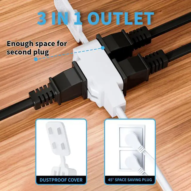 Alt view image 4 of 7 - 2 Prong 3 Outlets Flat Plug Extension Cord 6 FT/2 Pack with Foot Switch & Safety Cover for Floor Lamp Christmas Light Appliance 16AWG 125V 13A Pedal On/Off Inline Push Switch Step On Power Cord-White