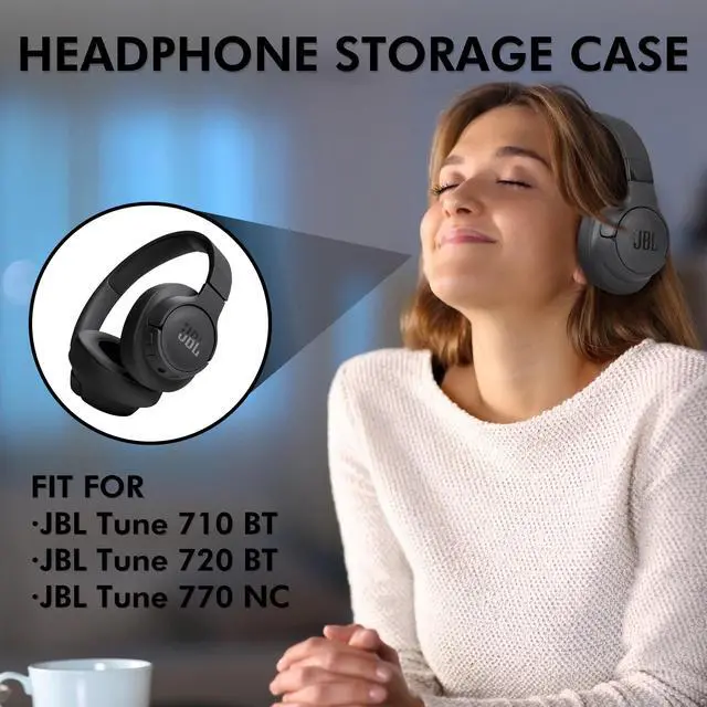 Alt view image 3 of 7 - Hard Headphone Case for Sony WH-CH720N / JBL Tune Live 720BT 770NC / Bmani | Portable Carrying Case for Over-Ear Headphone with Mesh Pocket, Handle Strap, Travel & Stroage, Black