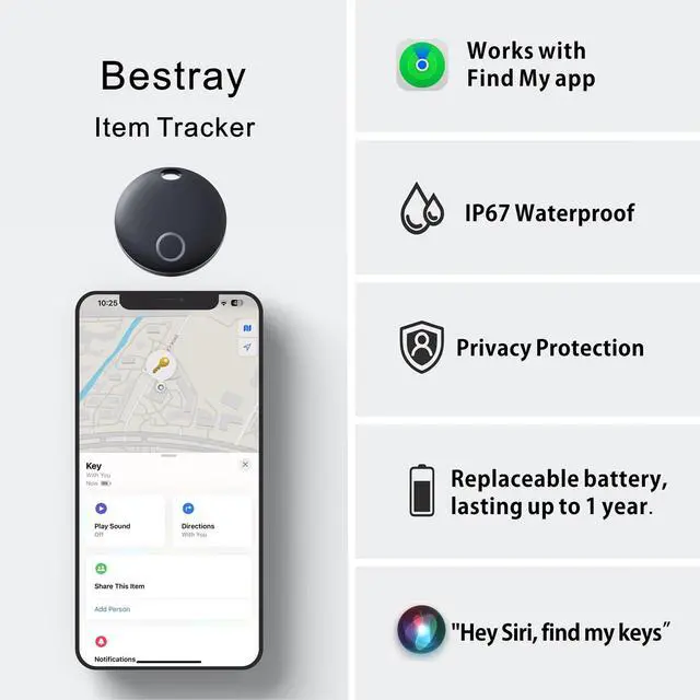 Alt view image 7 of 7 - Air Tracker Tags-4 Pack, Smart Bluetooth Tracker Works with Apple Find My (iOS Only), Item Finder Locator for Keys, Luggage, Backpack, IP67 Waterproof