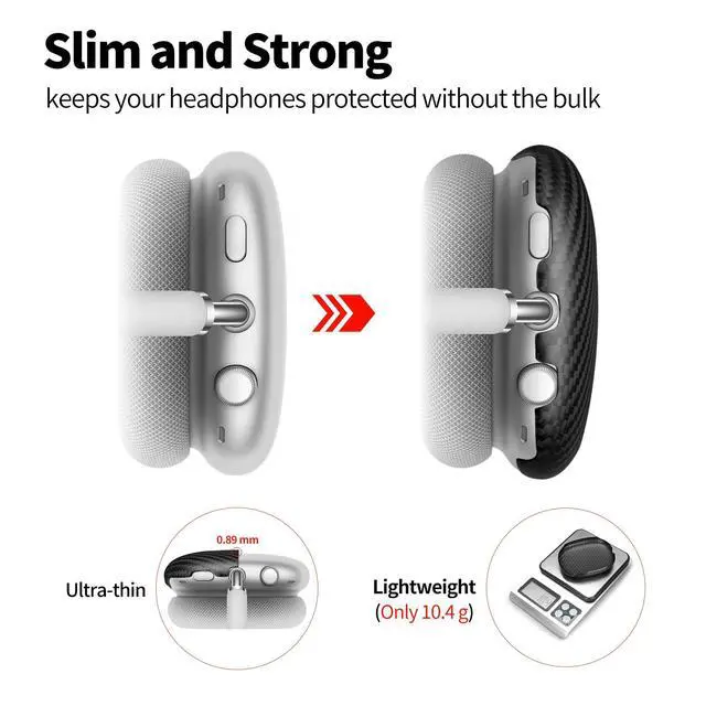 Alt view image 2 of 6 - Case Cover Compatible with AirPods Max | Carbon Fiber Ear Cups Covers,Hard Protective Anti-Scratch case Compatible with AirPods Max 2/1,Matte Black