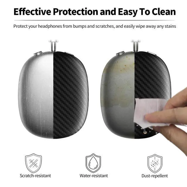 Alt view image 4 of 6 - Case Cover Compatible with AirPods Max | Carbon Fiber Ear Cups Covers,Hard Protective Anti-Scratch case Compatible with AirPods Max 2/1,Matte Black