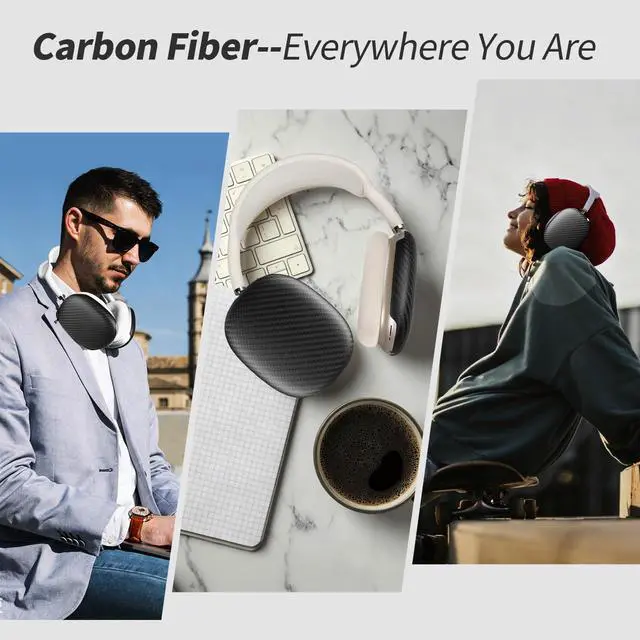 Alt view image 5 of 6 - Case Cover Compatible with AirPods Max | Carbon Fiber Ear Cups Covers,Hard Protective Anti-Scratch case Compatible with AirPods Max 2/1,Matte Black