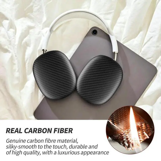 Alt view image 6 of 6 - Case Cover Compatible with AirPods Max | Carbon Fiber Ear Cups Covers,Hard Protective Anti-Scratch case Compatible with AirPods Max 2/1,Matte Black
