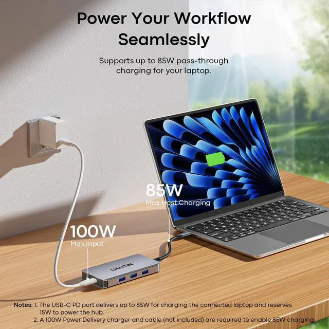 Alt view image 5 of 7 - Laptop Docking Station 3 Monitors, 8-in-1 USB C Dock with 2 HDMI, DP | Docking Station with 4K@60Hz Dual HDMI, DisplayPort, USBA & C Data, 100W PD, Type C Dongle Multiport Adapter for Dell,HP