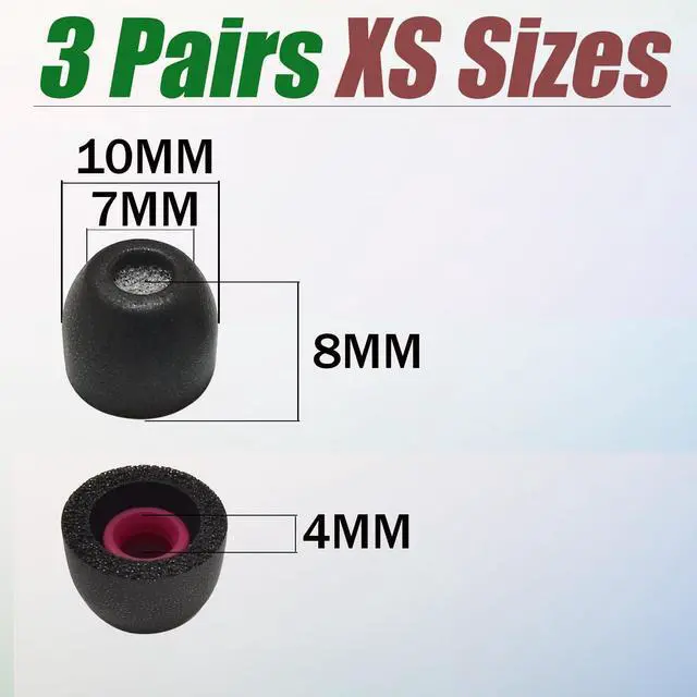 Alt view image 5 of 6 - Extra Small (XS) Memory Foam Earbuds Tips Replacement for Small Ear Canal | 3 Pairs Universal Anti-slip Ear Tips with Filter Screen, Noise Isolating, Secure Fit, for in-Ear Earbuds, Black