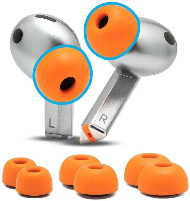 Main image of TipZ Galaxy Memory Foam Ear Tips Compatible with Samsung Galaxy Buds Pro 3 & Pro 4 by Wicked Cushions | Improved Comfort, Tighter Seal & Better Foam Rebound Time | Orange