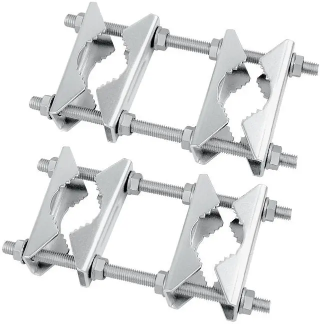 Main image of Double Antenna Mast Clamp - Heavy Duty Galvanized Iron Mount for Secure Pole-to-Pole Connection, Rust-Resistant, Ideal for Antennas and Satellite Dishes 2PCS