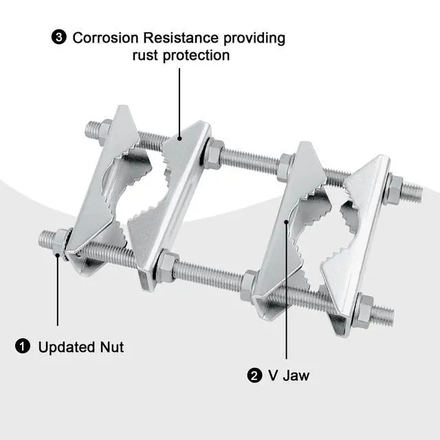 Alt view image 4 of 5 - Double Antenna Mast Clamp - Heavy Duty Galvanized Iron Mount for Secure Pole-to-Pole Connection, Rust-Resistant, Ideal for Antennas and Satellite Dishes 2PCS