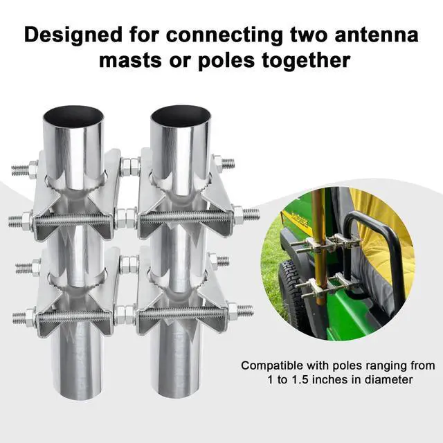 Alt view image 5 of 5 - Double Antenna Mast Clamp - Heavy Duty Galvanized Iron Mount for Secure Pole-to-Pole Connection, Rust-Resistant, Ideal for Antennas and Satellite Dishes 2PCS