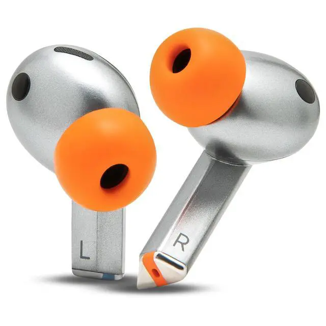 Alt view image 7 of 7 - TipZ Galaxy Memory Foam Ear Tips Compatible with Samsung Galaxy Buds Pro 3 & Pro 4 by Wicked Cushions | Improved Comfort, Tighter Seal & Better Foam Rebound Time | Orange