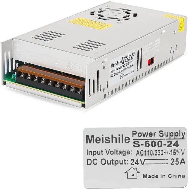 Main image of 24V 25A 600W DC Switching Power supply Adapter PSU AC-DC 24Volt Industrial Transformer Converter 0-20/10amps LED drive Lamp Meter Electric Printer Heater Motor Pump Stereos Amplifier Fan SMPS 110V/220