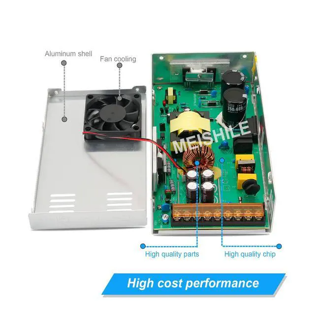 Alt view image 5 of 7 - 24V 25A 600W DC Switching Power supply Adapter PSU AC-DC 24Volt Industrial Transformer Converter 0-20/10amps LED drive Lamp Meter Electric Printer Heater Motor Pump Stereos Amplifier Fan SMPS 110V/220