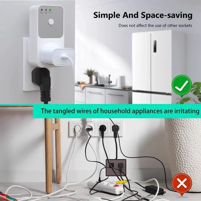 Alt view image 5 of 7 - Surge Protector - 1800W Single Outlet for Refrigerator, TV, PC, Home Appliance - Wall Outlet With Ground & Protected Light Indicators, 120V, 15A, 1 Pack