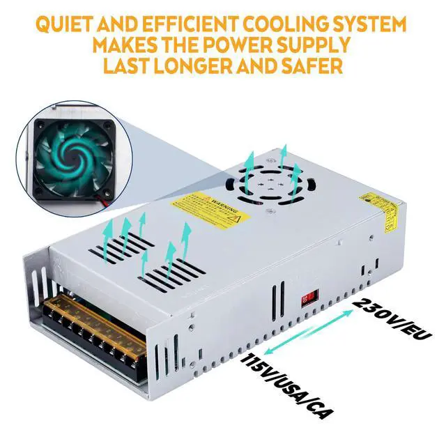 Alt view image 6 of 7 - 24V 25A 600W DC Switching Power supply Adapter PSU AC-DC 24Volt Industrial Transformer Converter 0-20/10amps LED drive Lamp Meter Electric Printer Heater Motor Pump Stereos Amplifier Fan SMPS 110V/220