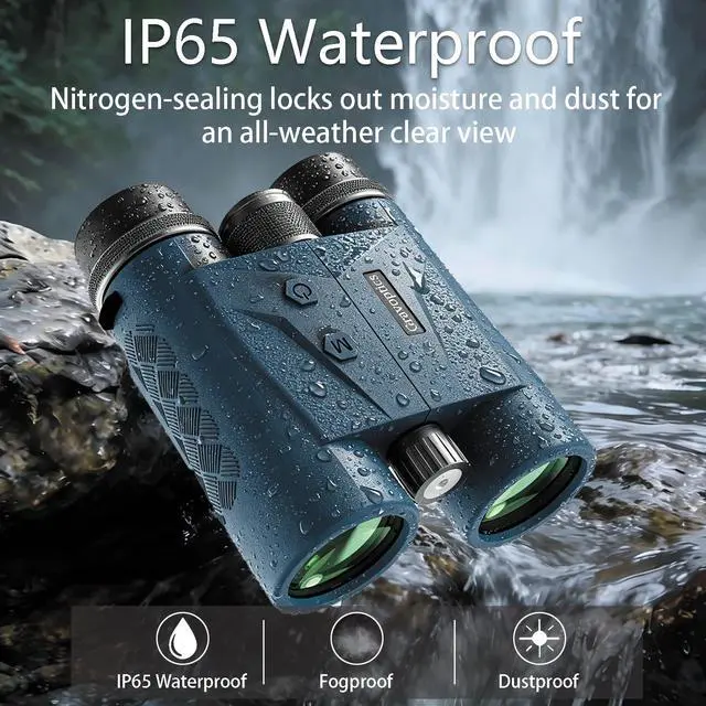 Alt view image 7 of 7 - Hunting Binoculars with Rangefinder, 10x42 HD 1968 Yard | 0.15s Fast Ranging, Accuracy ±0.5m, IP65 Waterproof, Included Bino Tripod Adapter, Long Range Laser Rangefinding for Hunter