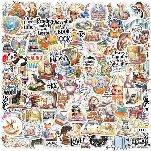 Alt view image 3 of 7 - 200-PCS Holographic Book Stickers, Bookish Stickers for Adults & Kids and Kindle Cases Water Bottles Journal Scrapbook Laptop, Reading Glitter Vinyl Decals, Book Lover Decor