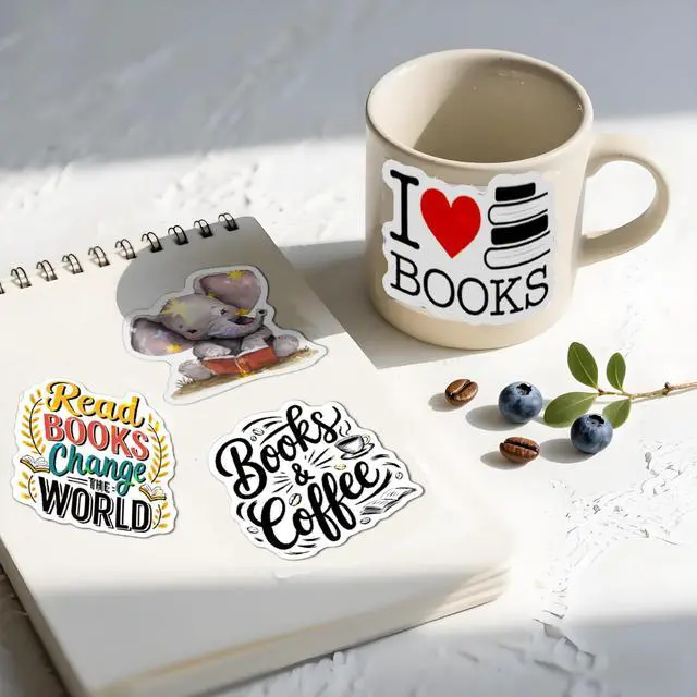 Alt view image 4 of 7 - 200-PCS Holographic Book Stickers, Bookish Stickers for Adults & Kids and Kindle Cases Water Bottles Journal Scrapbook Laptop, Reading Glitter Vinyl Decals, Book Lover Decor