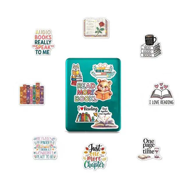 Alt view image 7 of 7 - 200-PCS Holographic Book Stickers, Bookish Stickers for Adults & Kids and Kindle Cases Water Bottles Journal Scrapbook Laptop, Reading Glitter Vinyl Decals, Book Lover Decor