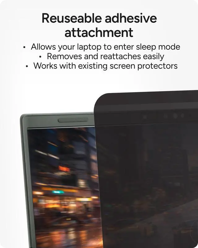 Alt view image 4 of 7 - 16-Inch Universal Laptop Privacy Filter (16:10) Removable Magnetic 4-Way Screen Filter, Anti-Glare Matte Finish, Fingerprint Resistant, Reusable Design & Protective Sleeve