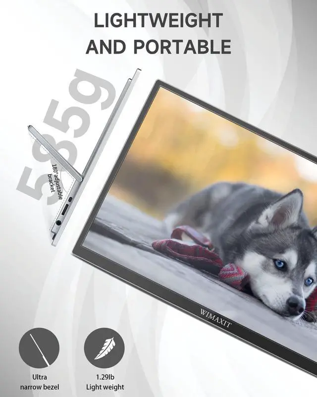 Alt view image 2 of 6 - 14" Portable Touchscreen Monitor, USB-C HDMI External Screen | Dual Full Featured Type C and Mini HDMI Ports with Foldable Kickstand for Laptop, PC, PS4, Xbox(Driver Free)