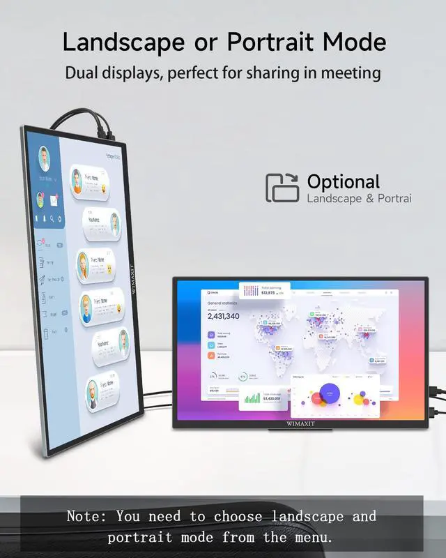 Alt view image 5 of 6 - 14" Portable Touchscreen Monitor, USB-C HDMI External Screen | Dual Full Featured Type C and Mini HDMI Ports with Foldable Kickstand for Laptop, PC, PS4, Xbox(Driver Free)