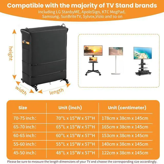 Alt view image 2 of 7 - 1200D Oxford Outdoor TV Trolley Cover 45-50 inch With Air Vent | Premium Courtyard TV Cover With Reflective Strip, Waterproof Dustproof & Windproof, Suitable for Rolling/Mobile Stand