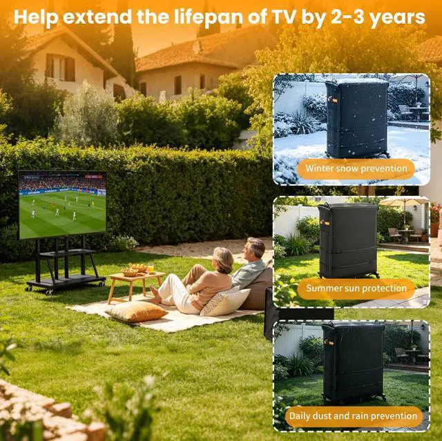 Alt view image 6 of 7 - 1200D Oxford Outdoor TV Trolley Cover 45-50 inch With Air Vent | Premium Courtyard TV Cover With Reflective Strip, Waterproof Dustproof & Windproof, Suitable for Rolling/Mobile Stand