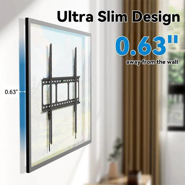 Alt view image 2 of 7 - Ultra Slim TV Mount,0.63" Low Profile TV Wall Mount Bracket for Most 50"-100", Fixed TV Wall Mount Fits up to VESA 800x600mm 220lbs, Easy Assembly Flat TV Hanger