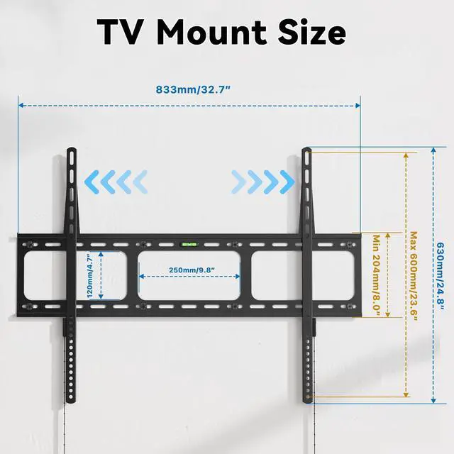 Alt view image 5 of 7 - Ultra Slim TV Mount,0.63" Low Profile TV Wall Mount Bracket for Most 50"-100", Fixed TV Wall Mount Fits up to VESA 800x600mm 220lbs, Easy Assembly Flat TV Hanger