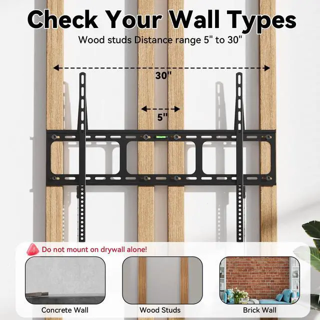 Alt view image 6 of 7 - Ultra Slim TV Mount,0.63" Low Profile TV Wall Mount Bracket for Most 50"-100", Fixed TV Wall Mount Fits up to VESA 800x600mm 220lbs, Easy Assembly Flat TV Hanger