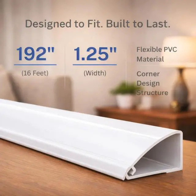 Alt view image 4 of 6 - Easylife 16 Ft Corner Cord Cover Hides Cables Inside a 90 Degree Wall Corner in One Clean Line Paintable Self Adhesive Cable Raceway for Inside Wall and Ceiling Corners No Drill 192 Inch White