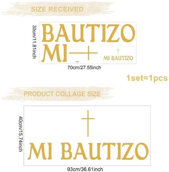 Alt view image 2 of 7 - Mi Bautizo Wall Decal,Cross Baptism First Communion Party DecorMi Bautizo Balloon Arch Backdrop Wall Sticker,for Baby Shower Baptism First Communion Party Decor (Cross Baptism Wall Sticker)