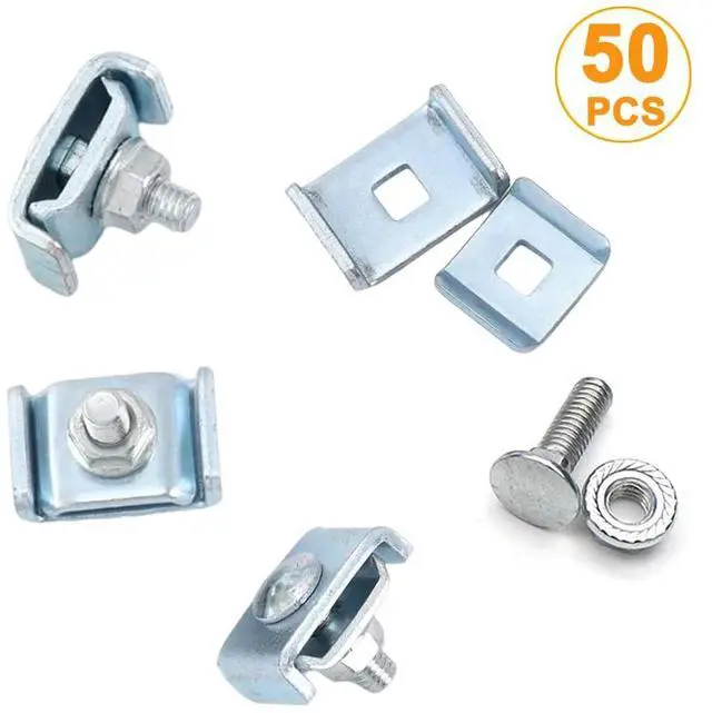 Alt view image 5 of 6 - 50 Pack Wire Mesh Cable Tray Coupler Kit, Steel Bracket Hardware Components for Cable Management, End-to-End Splice Connector Reinforced Joint Clamp Fit 4mm - 6mm Dia. Basket Cable