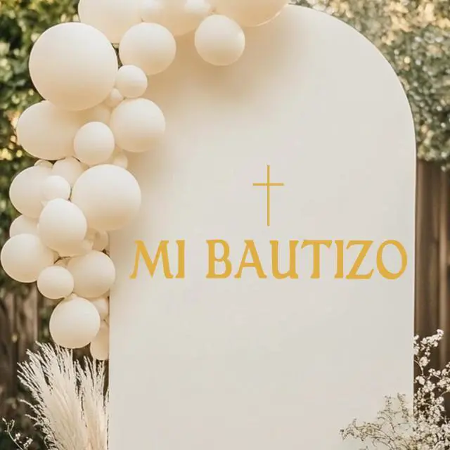 Alt view image 6 of 7 - Mi Bautizo Wall Decal,Cross Baptism First Communion Party DecorMi Bautizo Balloon Arch Backdrop Wall Sticker,for Baby Shower Baptism First Communion Party Decor (Cross Baptism Wall Sticker)
