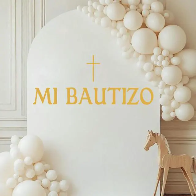 Alt view image 7 of 7 - Mi Bautizo Wall Decal,Cross Baptism First Communion Party DecorMi Bautizo Balloon Arch Backdrop Wall Sticker,for Baby Shower Baptism First Communion Party Decor (Cross Baptism Wall Sticker)