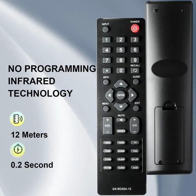 Alt view image 6 of 6 - DX-RC02A-12 Universal Remote Control Compatible with All Dynex TV, Include LCD LED HDTV TVs