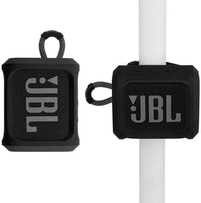 Main image of Silicone Case Cover for JBL Go 3 Portable Speaker with Removable Strap for Bike Golf Cart Travel Carrying Case Protective Sleeve Speaker Cover (Black)