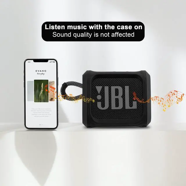 Alt view image 5 of 7 - Silicone Case Cover for JBL Go 3 Portable Speaker with Removable Strap for Bike Golf Cart Travel Carrying Case Protective Sleeve Speaker Cover (Black)