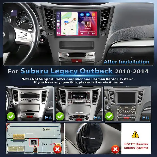 Alt view image 2 of 7 - Android Car Stereo for Subaru Outback Legacy 2010-2014 CarPlay Android Auto | 9 Inch HD Touch Screen with 4+64GB storage, Outback Radio with 5Ghz WiFi GPS Bluetooth FM/RDS 32EQ SWC Backup Camera MIC