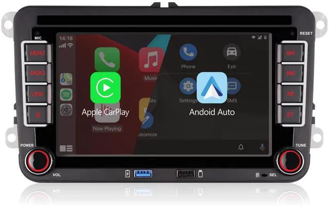 Main image of Double din Car Stereo Compatible with Wireless Carplay Android Auto with Bluetooth/FM/AM Radio/USB/High Power Car Radio for VW Golf 5 6 Passat Jetta Caddy EOS T5 Tiguan Touran CC Polo