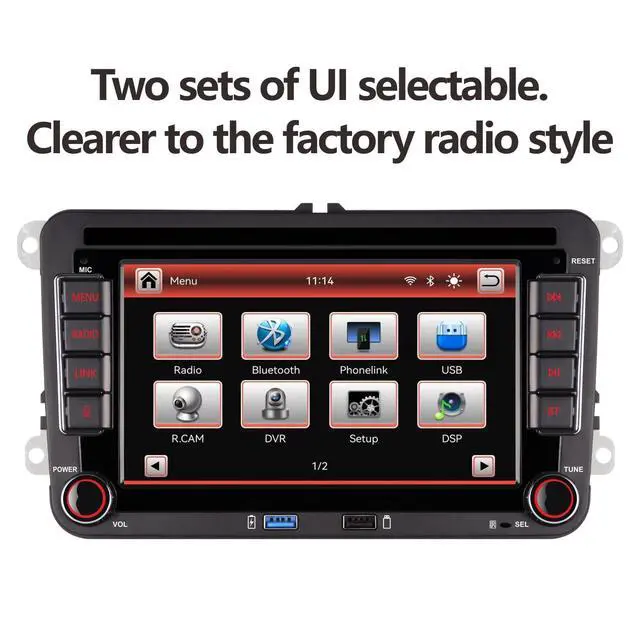 Alt view image 6 of 7 - Double din Car Stereo Compatible with Wireless Carplay Android Auto with Bluetooth/FM/AM Radio/USB/High Power Car Radio for VW Golf 5 6 Passat Jetta Caddy EOS T5 Tiguan Touran CC Polo