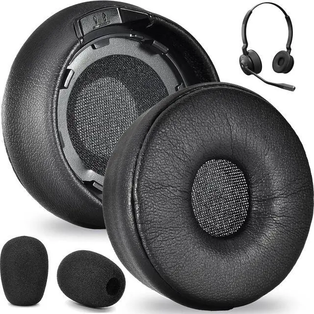 Main image of Earpads for Jabra Engage 55/65/75 (Stereo Version) Headset | (Do Not Fit Engage 50)Ear Pads and Microphone Foam Replacement,Soft Protein Leather and High-Density Memory Foam