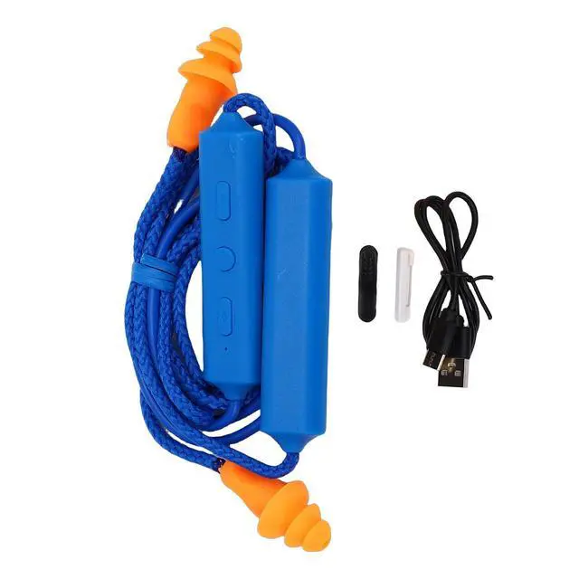 Alt view image 3 of 6 - Bluetooth Earplug Headphones, Neckband Wireless Earbuds Earplug, IPX5 Water Proof 200mAh Rechargeable, for Construction Site Workshop (Blue)