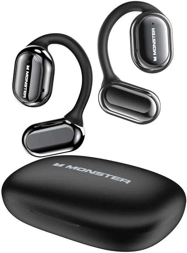 Main image of Monster Open Free AC100 Open Ear Bluetooth 5.3 Headphones, Wireless Earbuds with Earhooks, Immersive Stereo Sound by 16mm Large Driver, Clear Calls, 30H Playtime, for Workout, Black