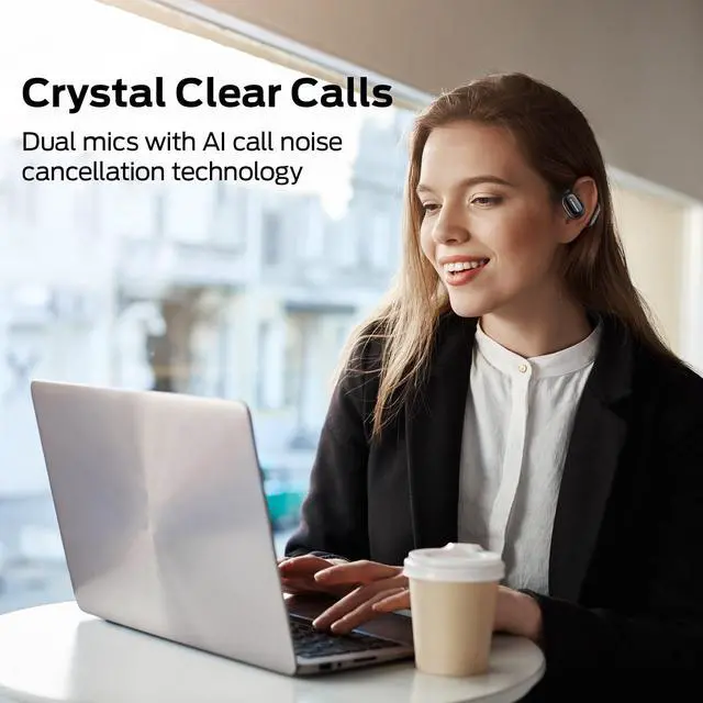 Alt view image 4 of 7 - Monster Open Free AC100 Open Ear Bluetooth 5.3 Headphones, Wireless Earbuds with Earhooks, Immersive Stereo Sound by 16mm Large Driver, Clear Calls, 30H Playtime, for Workout, Black