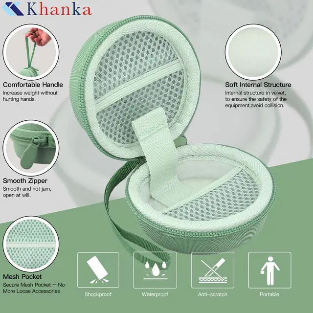 Alt view image 4 of 7 - Hard Case for Anker Soundcore Sleep A30/A20 Earbuds,Mint Green | EVA Hard Shell, Mesh Pocket Accessory Storage, Impact Resistant Protection, Travel-Ready Portable, Protective Case Only