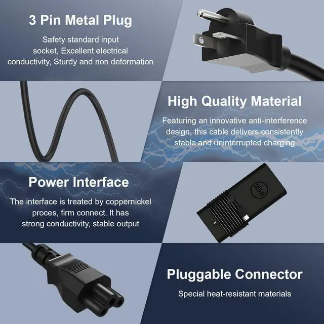 Alt view image 3 of 7 - 165W USB-C Laptop Charger Compatible with Dell Pro Max 16 18 Plus MB16250 | Fit for Dell Pro Max 16 18 Plus MB16250 MB18250, Pro Max 16 Premium MA16250, Precision 5680 5690 Power Cord Adapter