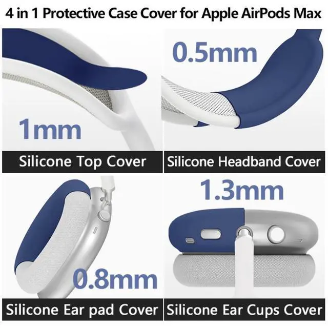 Alt view image 2 of 7 - Fomissky 4 in 1 AirPods Max Case with Ear Covers, Includes Headband Cover & Soft Silicone Earpads Covers Compatible with Apple AirPods Max (Silver Grey Spider Design)