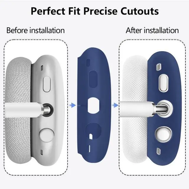 Alt view image 4 of 7 - Fomissky 4 in 1 AirPods Max Case with Ear Covers, Includes Headband Cover & Soft Silicone Earpads Covers Compatible with Apple AirPods Max (Silver Grey Spider Design)